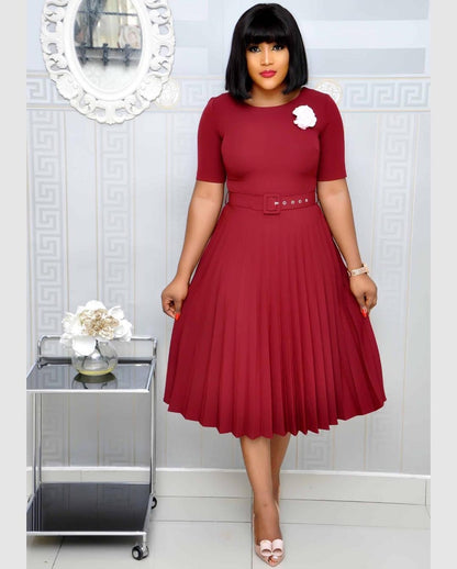Robe de maternité grande taille à col rond et plis pour femme