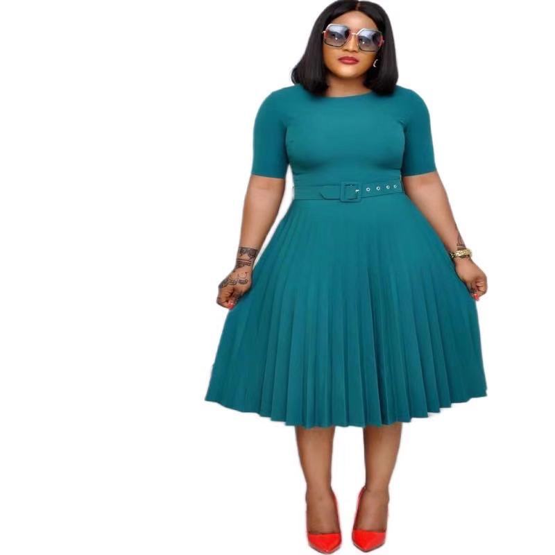 Robe de maternité grande taille à col rond et plis pour femme